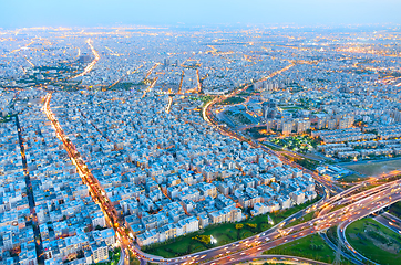 Image showing Skyline of Tehran. Aerial view