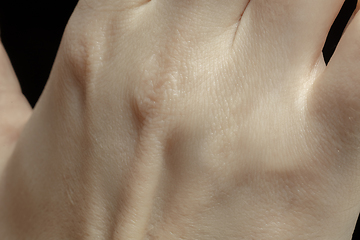 Image showing Texture of human skin. Close up of well-kept caucasian human body