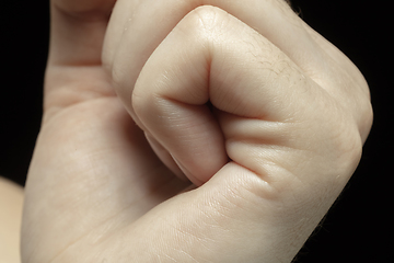 Image showing Texture of human skin. Close up of well-kept caucasian human body