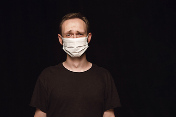 Image showing Man in protective mask, coronavirus prevention, protection concept