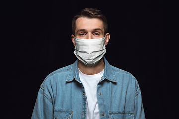 Image showing Man in protective mask, coronavirus prevention, protection concept