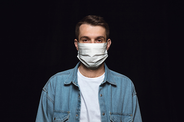 Image showing Man in protective mask, coronavirus prevention, protection concept