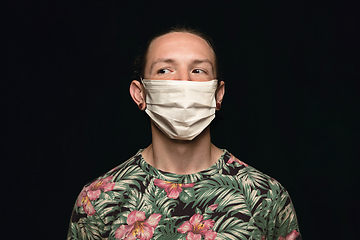 Image showing Man in protective mask, coronavirus prevention, protection concept