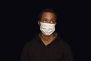 Image showing Man in protective mask, coronavirus prevention, protection concept