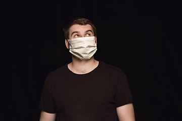 Image showing Man in protective mask, coronavirus prevention, protection concept