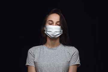 Image showing Woman in protective mask, coronavirus prevention, protection concept