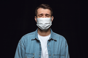 Image showing Man in protective mask, coronavirus prevention, protection concept