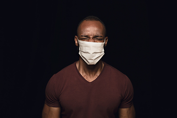 Image showing Man in protective mask, coronavirus prevention, protection concept