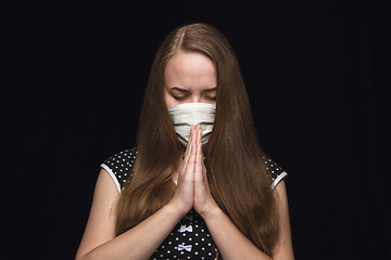 Image showing Woman in protective mask, coronavirus prevention, protection concept