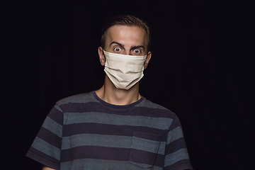 Image showing Man in protective mask, coronavirus prevention, protection concept