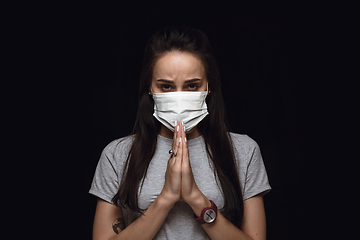 Image showing Woman in protective mask, coronavirus prevention, protection concept