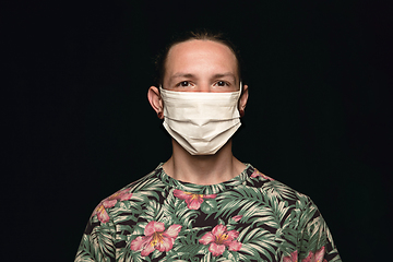 Image showing Man in protective mask, coronavirus prevention, protection concept