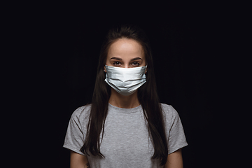 Image showing Woman in protective mask, coronavirus prevention, protection concept