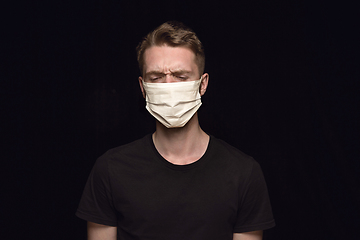 Image showing Man in protective mask, coronavirus prevention, protection concept