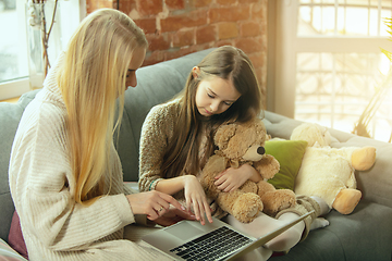 Image showing Happy loving family, mother and daughter spending time together at home