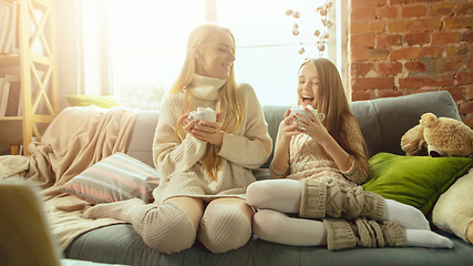 Image showing Happy loving family, mother and daughter spending time together at home