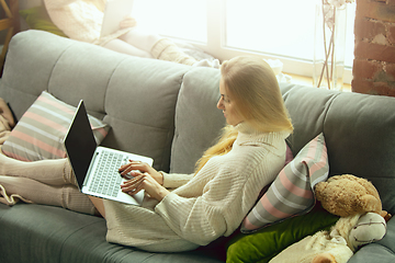 Image showing Happy loving family, mother and daughter spending time together at home