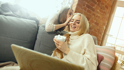 Image showing Happy loving family, mother and daughter spending time together at home