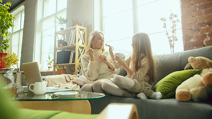 Image showing Happy loving family, mother and daughter spending time together at home