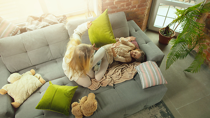 Image showing Happy loving family, mother and daughter spending time together at home