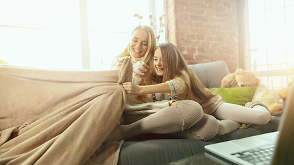 Image showing Happy loving family, mother and daughter spending time together at home