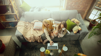 Image showing Happy loving family, mother and daughter spending time together at home