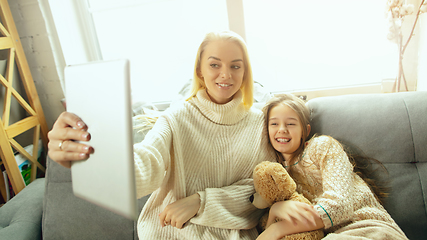 Image showing Happy loving family, mother and daughter spending time together at home