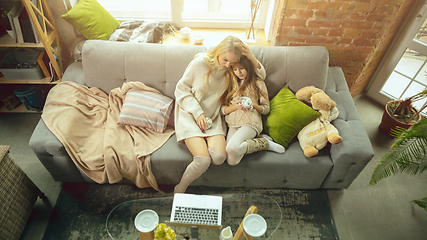 Image showing Happy loving family, mother and daughter spending time together at home