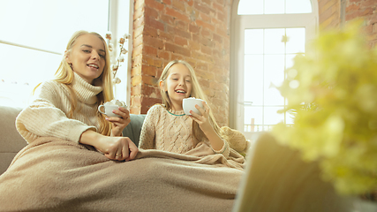 Image showing Happy loving family, mother and daughter spending time together at home