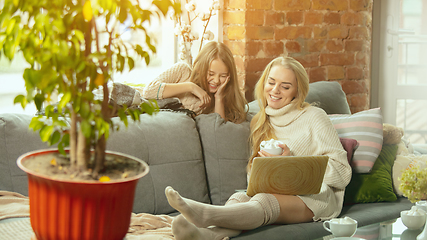 Image showing Happy loving family, mother and daughter spending time together at home