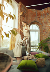 Image showing Happy loving family, mother and daughter spending time together at home