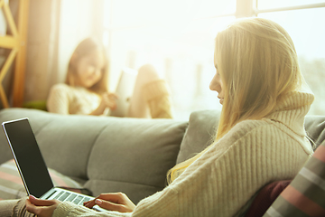 Image showing Happy loving family, mother and daughter spending time together at home