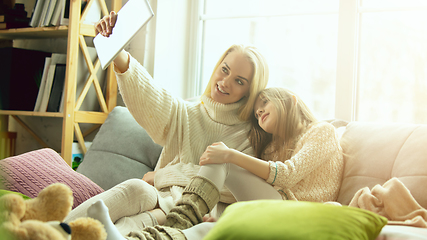 Image showing Happy loving family, mother and daughter spending time together at home