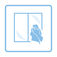 Image showing Hand wiping window icon
