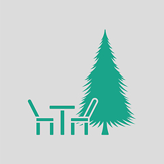 Image showing Park seat and pine tree icon