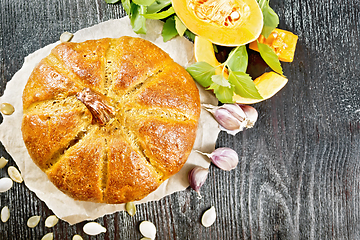 Image showing Bread pumpkin on a board top