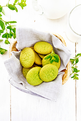 Image showing Cookies mint in basket on light board top
