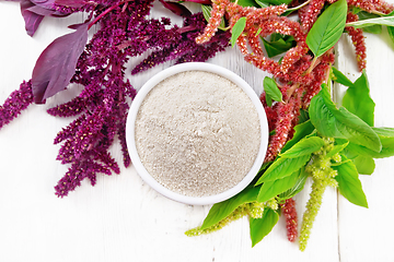 Image showing Flour amaranth in bowl on board top