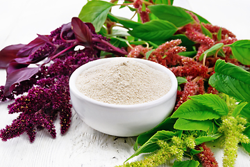 Image showing Flour amaranth in bowl on board