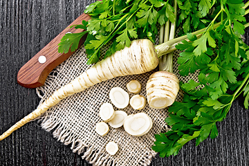 Image showing Parsley root chopped on board top