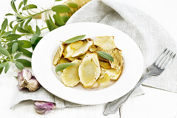 Image showing Parsnips baked in plate on light board