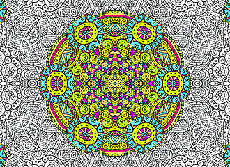 Image showing Abstract outline and colorful concentric pattern