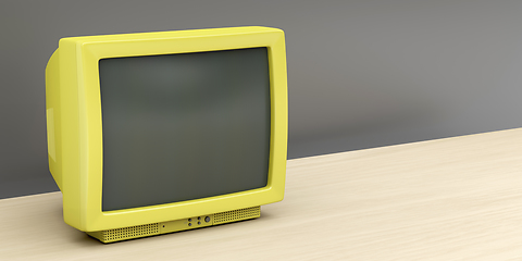 Image showing Yellow CRT tv