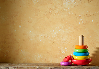 Image showing colorful wooden toy pyramid