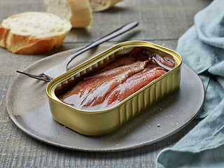 Image showing canned anchovy fillets