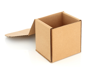 Image showing Cube Shaped Cardboard Box Open with Lid