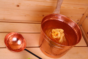 Image showing Bucket with water in sauna