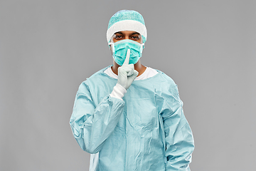 Image showing indian male doctor or surgeon in protective wear