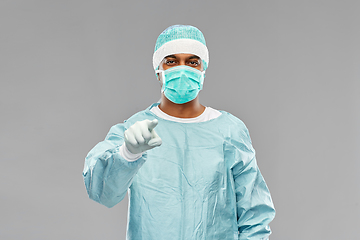 Image showing indian male doctor or surgeon in protective wear