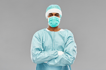 Image showing indian male doctor or surgeon in protective wear